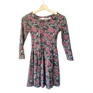 Talula × Rose Print Skater Dress Open Back